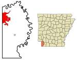 Miller County Arkansas Incorporated and Unincorporated areas Texarkana Highlighted